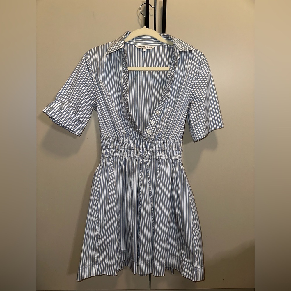 Veronica Beard Light Blue Striped Mini Dress - Picture 7 of 11